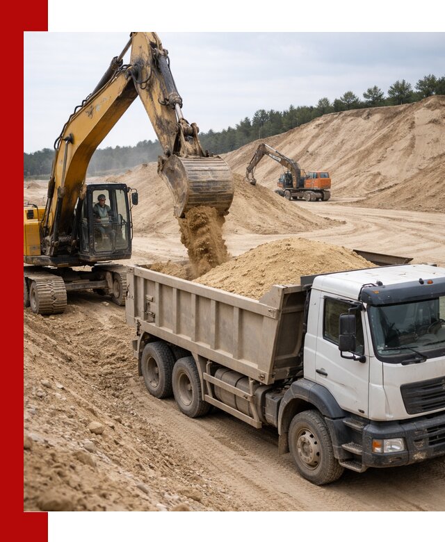 Доставка карьерного песка с самосвалами и разгрузкой в Кизляре