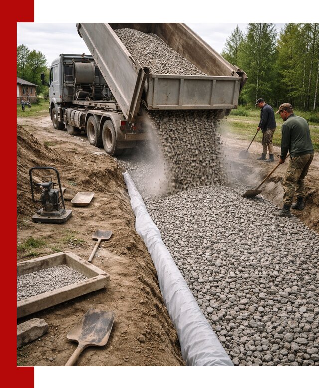 Гравий для дренажа с доставкой в Кизляре качественный и недорогой