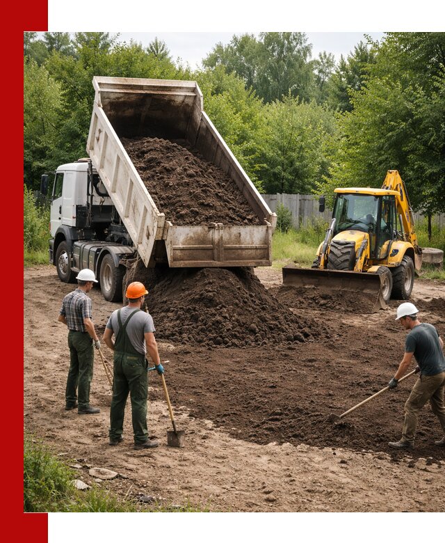 Доставка и укладка грунта для выравнивания участка в Кизляре