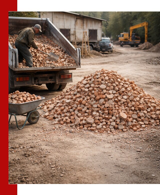 Доставка и подушка из боя кирпича с разгрузкой в Кизляре