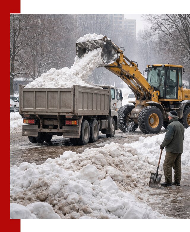 Вывоз снега грузовой техникой в Кизляре оперативно и чисто