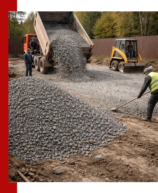 Отсыпка участка щебнем с доставкой и уплотнением в Кизляре