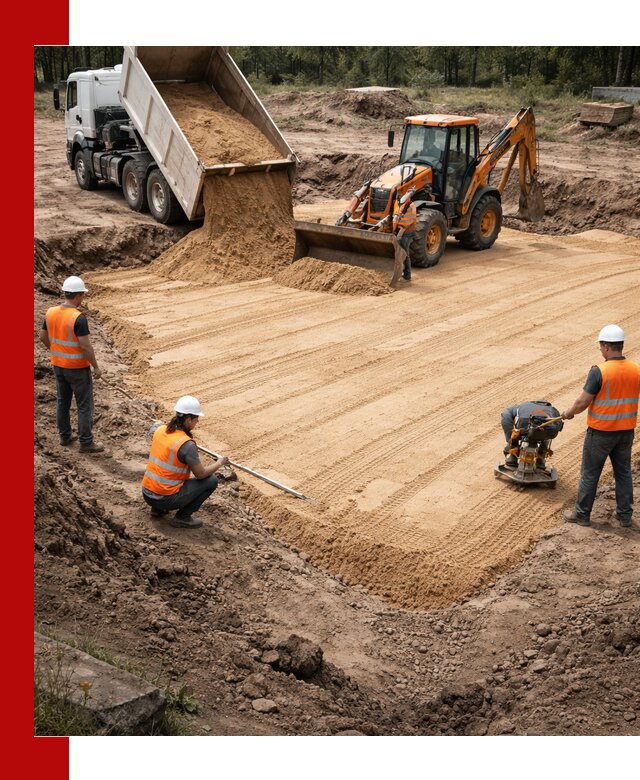 Устройство песчаной подушки для фундаментов и дорог в Кизляре